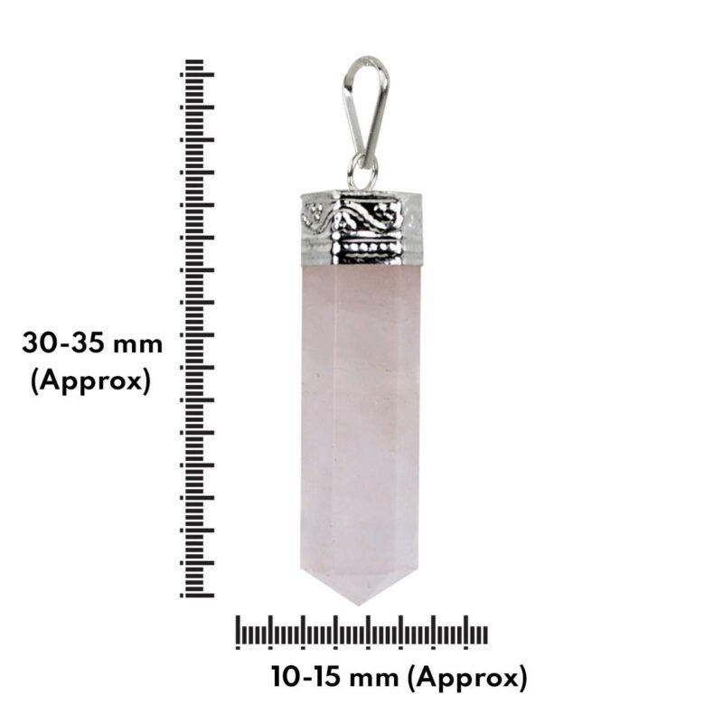 Divinity Healing Natural Healing Stone Pendant Pencil Shape Crystal Stone Certified Pendant/Locket with Chain – Healing Gemstone Size 30-35 mm Approx(Rose Quartz Pendant) Crystal Jewelry Abundance Stones 10