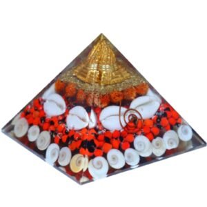 Natural Rudraksha Orgone Pyramid Vastu for Home Study Table Office Desk Reiki Feng Shui Reiki Symbol Crystal Showpieces for Home Decor Education Gifts