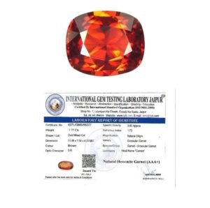 Gomed Stone Original Certified - Srilankan Hessonite Garnet (Gomed) Gemstone to help with the negative effects of the planet Rahu, for Peace and Protection - (3 to 3.5 Carats)