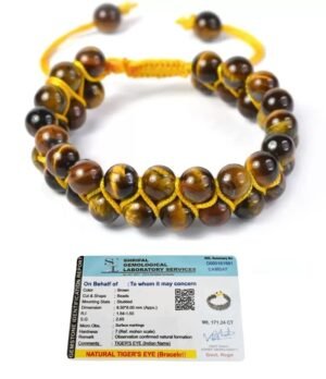 Tiger Eye Double Layered Natural Pure Certified 8mm Unisex Bracelet Super AAA Quality for Healing Meditation Success and Abundance (Tiger Eye Double Layered Bracelet)