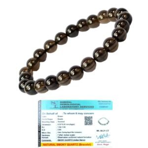 Natural Smoky Quartz Bracelet 8mm Stretchable Original Semi Precious Gemstone Bracelet For Grounding Energy, Root Chakra, Detoxification, Balance & Manifestation