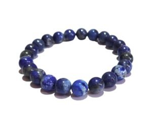 Natural Lapis Lazuli Certified Bracelet 8mm Strechable Original Real Crystal Bracelet For Third Eye Chakra, Spiritual Growth, Clarity, Meditation & Inner Peace For Men & Women