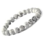 Natural Howlite Semi Precious Gemstone Bracelet, Crystal Stone 8mm Beads Bracelet Round Shape for Reiki Healing, Crystal Healing and Chakra Balance