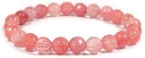 Strawberry Quartz Natural Crystal Bracelet Lab Certified 8 mm Semi Precious Gemstone Unisex AAA Grade Premium Stretchable Band Bracelet for Healing Meditation and Manifestation