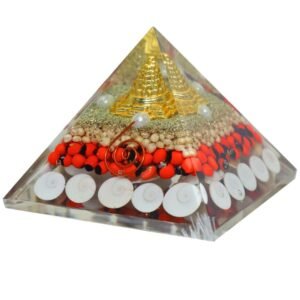 Natural Rudraksha Design 2 Orgone Pyramid Vastu for Home Study Table Office Desk Reiki Feng Shui Reiki Symbol Crystal Showpieces for Home Decor Education Gifts