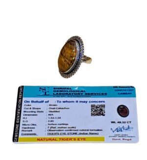 Divine Certified Tiger Eye Crystal Ring for Abundance, Prosperity, Self Love, Wealth Will Power and Protection