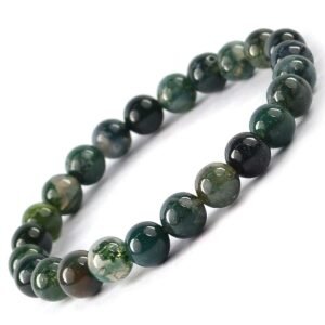 Natural Original Healing Crystal Gemstone bracelets to amplify and magnify healing energy, clear, and balance chakras. (Lab Certified Moss Agate Bracelet)