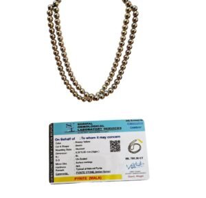 Certified Golden Pyrite Jaap Mala 108+1-8 mm Beads for Prosperitiy Wealth Willpower and Financial Abundance