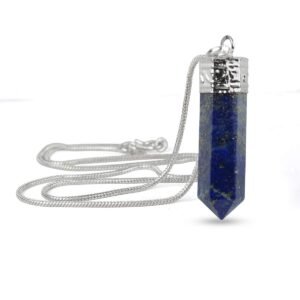 Divine Spirituals Natural Healing Stone Pendant Pencil Shape Crystal Stone Certified Pendant/Locket with Chain - Healing Gemstone Size 30-35 mm Approx(Lapis Lazuli Pendant)