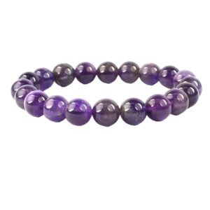 Natural Amethyst Bracelet AAA Grade Certified 10mm Unisex Stretchable Original Real Crystal Bracelet For Crown Chakra, Prosperity & Manifestation