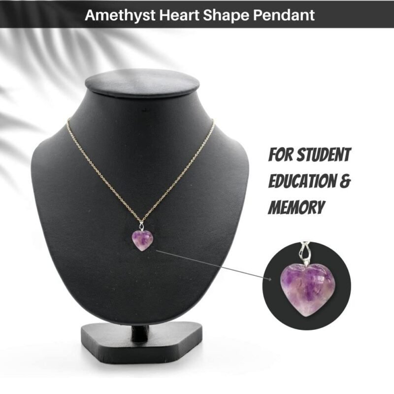Divinity Healing Genuine Amethyst Heart pendant | Amethyst crystal Mini Heart Healing pendant for Memory Power and Crown Chakra Healing and Meditation Crystal Jewelry Abundance Stones 15