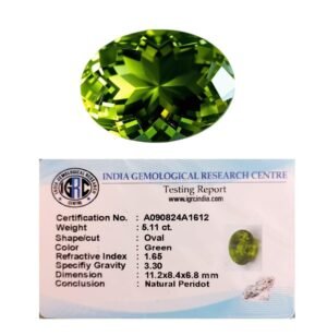 Natural Peridot Gemstone Original Certified exclusive cut Peridot/Olivine/Chrysolite 4.32 Carat Gemstone for Ring Jewellery for Men and Women