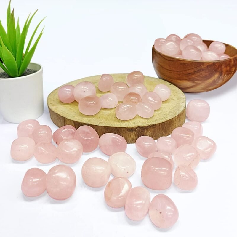 Divinity Healing Natural Rose Quartz Tumbled Stone Crystal Tumble Stone Crystals Gemstones Tumbled Pebble Stones for Reiki Healing – Value Pack of 2 Chakra Tumbled Stones Abundance Stones 12