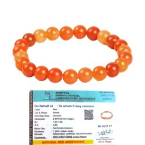 Natural Red Aventurine Bracelet Lab Certified AAA Grade 8mm Stretchable Original Real Crystal Bracelet For Sacral Chakra, Peace, Manifestation & Meditation For Men & Women