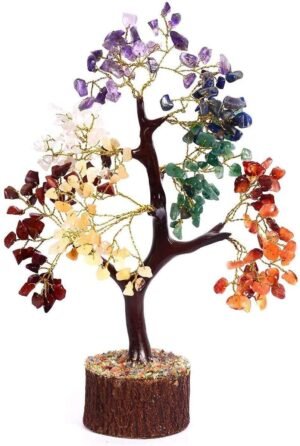 Seven Chakra Crystal Tree - Decorative Item for Home Decor Showpieces for Good Luck Money Crystal Tree Gift Items Room Decor Wedding Gift Standard Size - Multicolor, 1 Piece