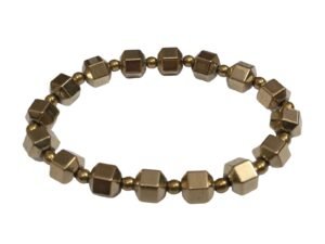 Divine Golden Pyrite Certified Cubical Beads Bracelet for Men and Women - Money Magnet Bracelet for Financial Abundance, Prosperity and Business Success