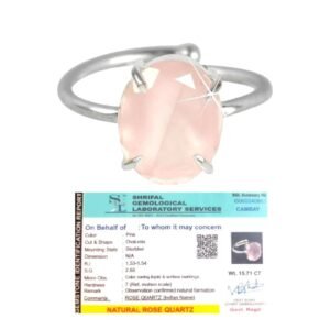 Premium Rose Quartz Diamond-Cut Natural Gemstone Ring AAA Grade Adjustable Lab-Certified Unisex Original Crystal Ring For Heart Chakra, Love, Peace & Meditation
