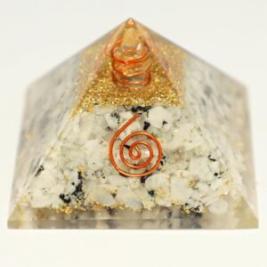 Natural Rainbow Moonstone Orgone Pyramid Vastu for Home Study Table Office Desk Reiki Feng Shui Reiki Symbol Crystal Showpieces for Home Decor Education Gifts