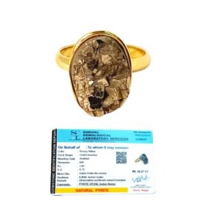 Lab Certified AAA Grade Natural Pyrite Panchdhatu Ring Adjustable Ring Original Pyrite Crystal Money Magnet For Abundance, Prosperity & Manifestation For Men & Women