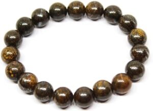 Bronzite Natural Crystal Bracelet Lab Certified 8 mm Semi Precious Gemstone Unisex AAA Grade Premium Stretchable Band Bracelet for Healing Meditation and Manifestation