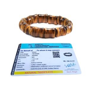 Natural Tiger Eye Real Pure Crystal Flat Faceted Certified 10 mm Bracelet for Men and Women for Good Luck, Love, Abundance, Healing and Meditation