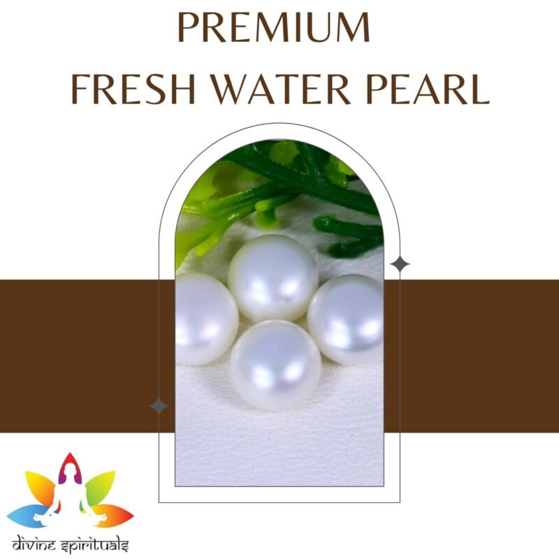 Divinity Healing NaturaL Premium Fresh Water Pearl (Original Moti) Lab-Certified AAA Grade Round Cabachon Gems For Moon, Love, Stress Reduction & Ring Jewelry For Men & Women approx. 10 Carat Fresh Water Pearl Abundance Stones 14