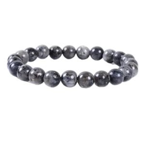 Natural Larvikite Bracelet (Norwegian Moonstone/Blue Pearl Granite) AAA Grade 8mm Original Certified Unisex Stretchable Bracelet for Third Eye Chakra, Protection & Clarity