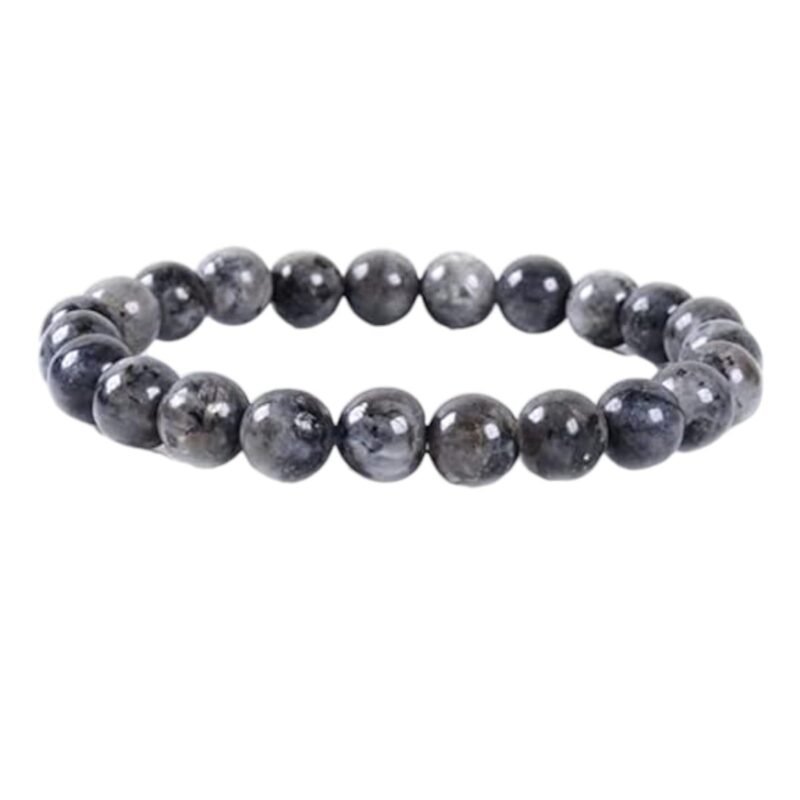 Divinity Healing Natural Larvikite Bracelet (Norwegian Moonstone/Blue Pearl Granite) AAA Grade 8mm Original Certified Unisex Stretchable Bracelet for Third Eye Chakra, Protection & Clarity Chakra Healing Bracelets Abundance Stones 10