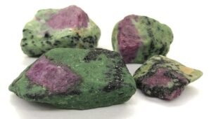 Natural Rought Raw Crystal Stones for Meditation, Healing, Feng Shui, Chakra Healing, Decor and Manifesting Abundance - 100 Grams (Natural Ruby Zoisite)