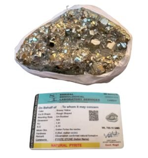Divinity Big Pyrite Raw Natural and Pure Geode Stone 769 Grams Big Rock Lab Certified - for Abundance, Business Success - Money Magnet Rock