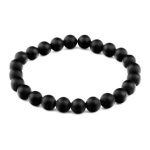 Natural Black Onyx Semi Precious Gemstone Bracelet, Crystal Stone 8mm Beads Bracelet Round Shape for Reiki Healing, Crystal Healing and Chakra Balance