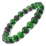 Stretchable Unisex Gemstone Natural Crystal Certified Stone Bracelet | Diameter : 2.5 Inch.| Stone Size ? 8 mm Beads | Shape - Round.(Ruby Zoisite Bracelet)