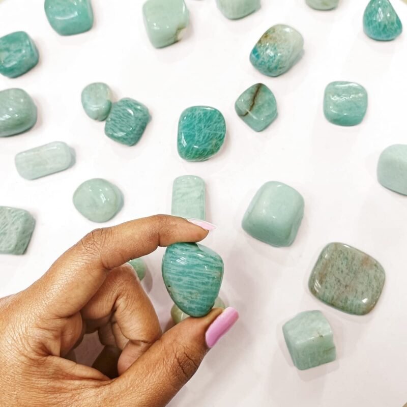 Divinity Healing Crystals Natural Tumbled Stones for Reiki Healing (Amazonite Tumbled Stone) Value Pack Of 2 Chakra Tumbled Stones Abundance Stones 11