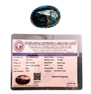 Real Original Firoza Turquoise Gemstone for Men and Women ? Oval Shaped for Ring and Pendant Premium Turquoise Jewellery - The Stone of Compassion and Success 14.85 Carat