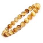 Stretchable Unisex Gemstone Natural Crystal Certified Stone Bracelet | Diameter : 2.5 Inch.| Stone Size ? 8 mm Beads | Shape - Round.(Yellow Cat's Eye Bracelet)