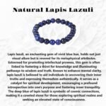 Divinity Healing Natural Lapis Lazuli Certified Bracelet 8mm Stretchable Original Real Crystal Bracelet For Third Eye Chakra, Spiritual Growth, Clarity, Meditation & Inner Peace For Men & Women Chakra Healing Bracelets Abundance Stones 22