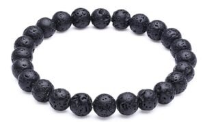 Gemstone Lab Certified Natural Lava Semi Precious, Stone Bracelet, Crystal Stone 8mm Beads Bracelet Round Shape for Reiki Healing and Crystal Healing Chakra Stones