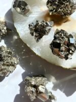 Divinity Healing Lab Certified AAA Grade Peru Pyrite Original Cluster Geodes for Willpower Success Wealth Manifestation Stone to Attract Money (10 Grams + to 200 Grams + Approx.) Cubical Pyrite Clusters Abundance Stones 36