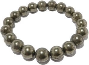 Natural Pyrite Semi Precious Gemstone Bracelet, Crystal Stone 8mm Beads Bracelet Round Shape for Reiki Healing, Crystal Healing and Chakra Balance