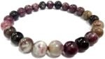 Natural Watermelon Tourmaline Semi Precious Gemstone Bracelet, Crystal Stone 8mm Beads Bracelet Round Shape for Reiki Healing, Crystal Healing and Chakra Balance