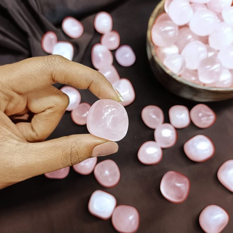 Divinity Healing Natural Rose Quartz Tumbled Stone Crystal Tumble Stone Crystals Gemstones Tumbled Pebble Stones for Reiki Healing – Value Pack of 2 Chakra Tumbled Stones Abundance Stones 11