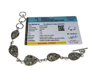 Natural Real Pure Crystal Certified 8 mm Bracelet for Men and Women for Good Luck, Love, Abundance, Healing and Meditation (Natural Pyrite Geode 5 in 1 Bracelet)