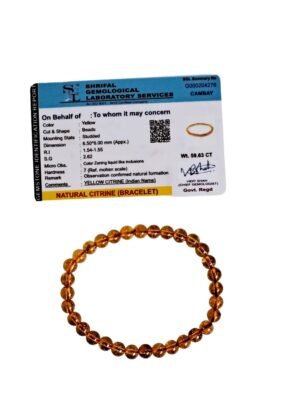 Divine Spirituals Natural Citrine Pure Certified Unisex 6 mm Band Bracelet Super AAA Quality for Healing Meditation Success and Abundance