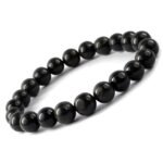 Stretchable Unisex Gemstone Natural Crystal Certified Stone Bracelet | Diameter : 2.5 Inch.| Stone Size ? 8 mm Beads | Shape - Round.(Black Tourmaline Bracelet)