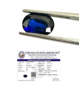 Blue Sapphire Pure Gemstone 2.74 Carats Burma Origin Non-Heated Non-Treated Royal Blue Sapphire (Neelam) - IGTL Certified, Natural Gemstone for Ring, Stunning Deep Blue Color