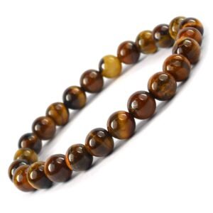 Natural Certified 8MM Healing Crystal Gem Stone Crystal Bracelet for Men and Women (Tiger's Eye Bracelet)