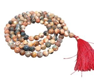 Certified Jaap Mala Collection for Men and Women Natural Pure 8 mm Beads - for Yoga Reiki Meditation Feng Shui Natural Fire Agate Mala