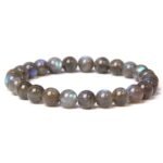 Stretchable Unisex Gemstone Natural Crystal Certified Stone Bracelet | Diameter : 2.5 Inch.| Stone Size ? 8 mm Beads | Shape - Round.(Labradorite Bracelet)