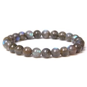Natural Labradorite Semi Precious Gemstone Bracelet, Crystal Stone 8mm Beads Bracelet Round Shape for Reiki Healing, Crystal Healing and Chakra Balance