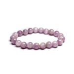 Natural Pink Kunzite Semi Precious Gemstone Bracelet, Crystal Stone 8mm Beads Bracelet Round Shape for Reiki Healing, Crystal Healing and Chakra Balance